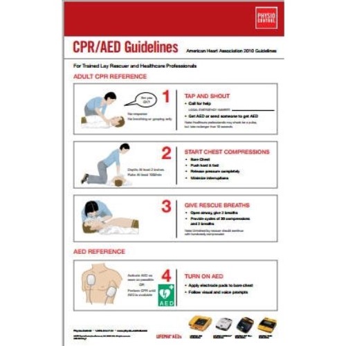 Physio-Control AED CPR Pautas Referencia Cartel